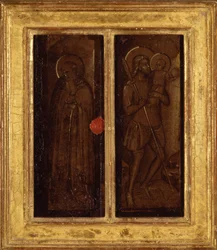 Pyhien Jaakobin, Anthony Abbotin, Franciscuksen ja Ansanuksen takaosa, n. 1385-1390 (tempera paneelissa)
